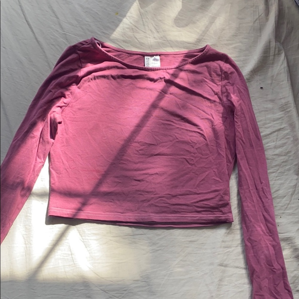 Dark Pink Crop Top Long Sleeve